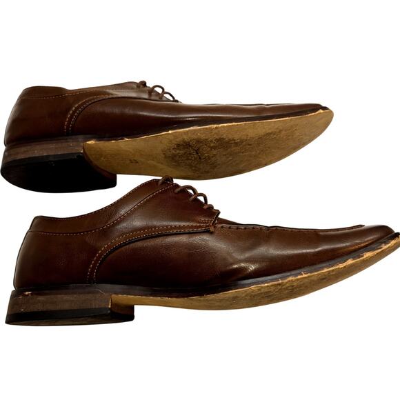 X-Ray 12 Oxford  Men's Brown Dress Shoes Plain Toe Work Church - Picture 3 of 7